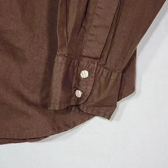 Vintage‎ GUESS Men's Cowboy Shirt L Slim "Freedom" Cross Embroidered Snaps Brown - Picture 7 of 13